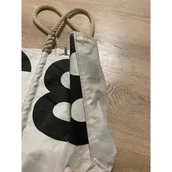 SEA BAGS of MAINE Number BUCKET HAND BAG = ROPE HANDLE =MADE OF OLD SAILS H91 - Picture 2 of 7
